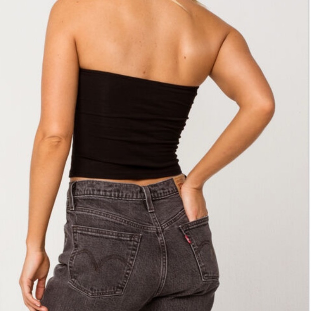 Essential black tube top with built in bra